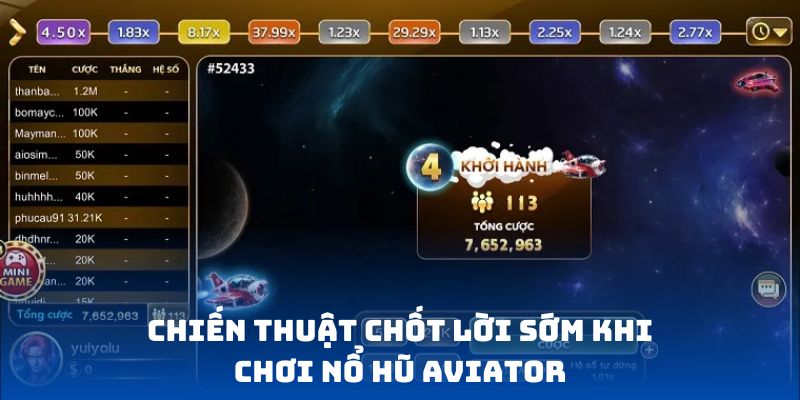 Chiến thuật chốt lời sớm khi chơi Nổ Hũ Aviator